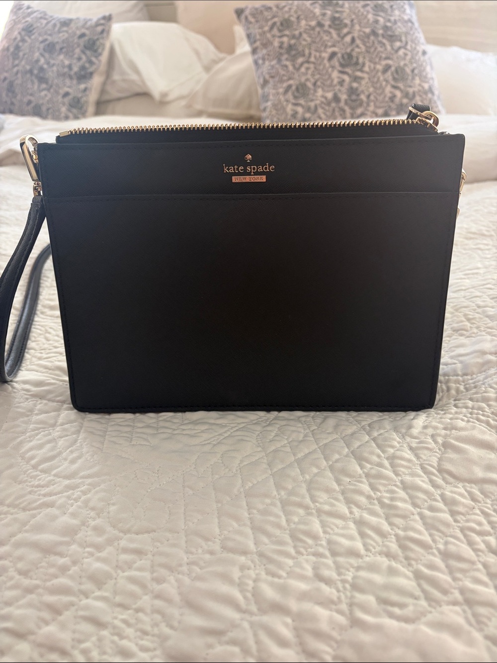 kate spade Black Leather Zip Crossbody